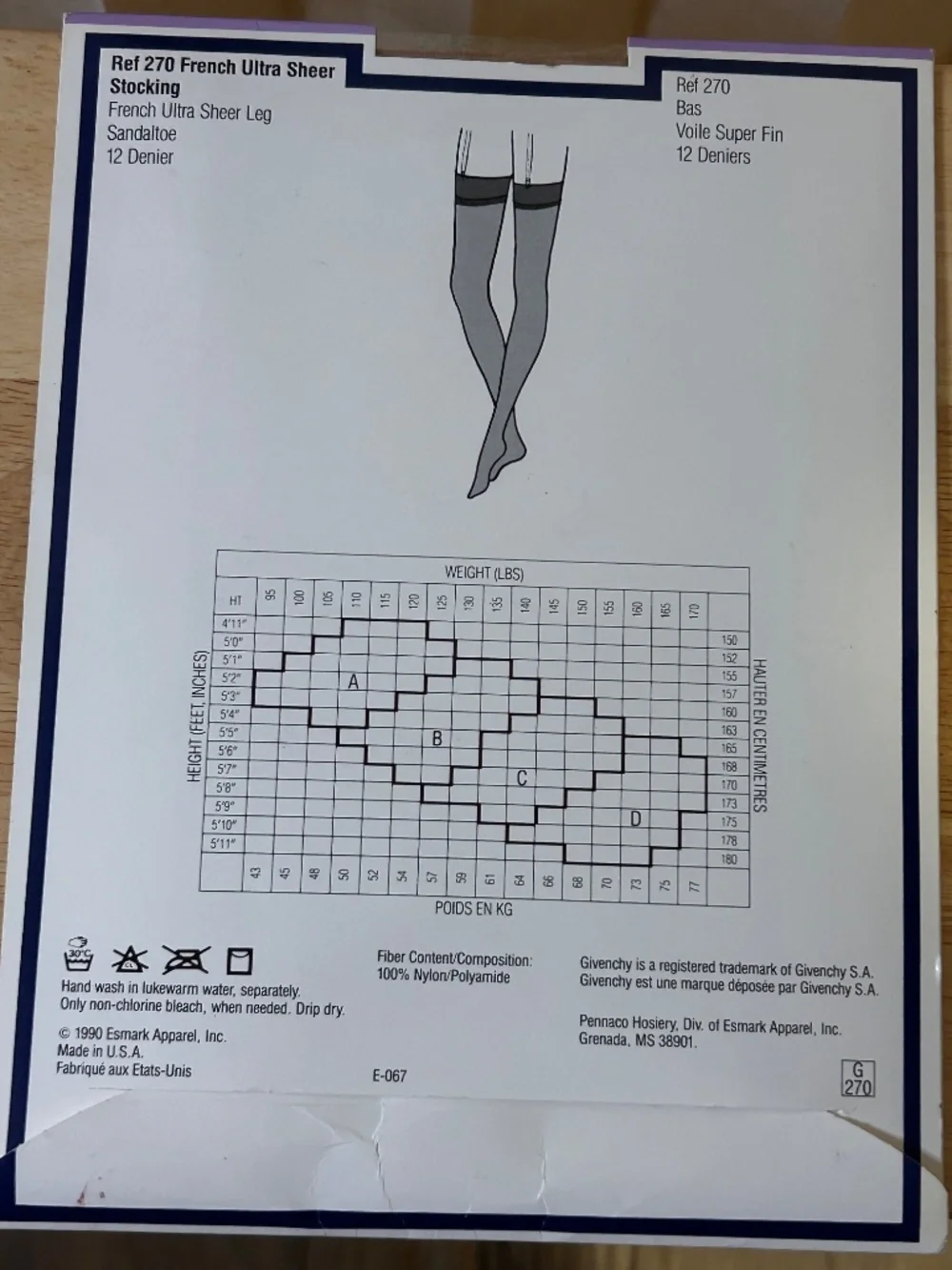 *VINTAGE* NIB Givenchy Ultra Sheer Beige Thigh High Stockings Sz C Pin-Up Style